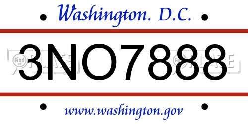 3NO7888 District Of Columbia License Plate