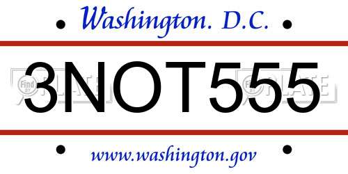 3NOT555 District Of Columbia License Plate