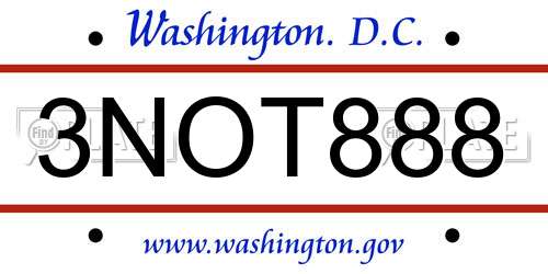 3NOT888 District Of Columbia License Plate