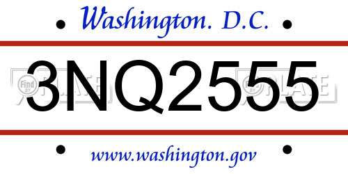 3NQ2555 District Of Columbia License Plate