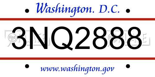 3NQ2888 District Of Columbia License Plate