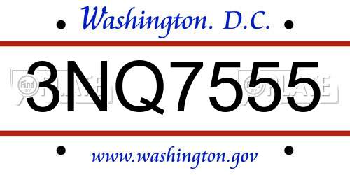 3NQ7555 District Of Columbia License Plate