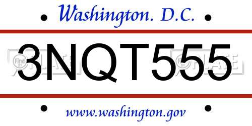 3NQT555 District Of Columbia License Plate