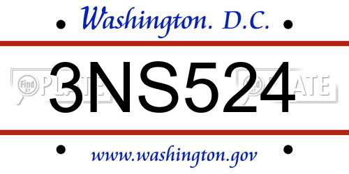 3NS524 District Of Columbia License Plate