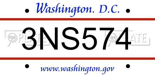 3NS574 District Of Columbia License Plate