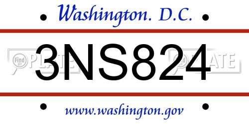 3NS824 District Of Columbia License Plate