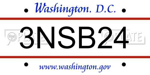 3NSB24 District Of Columbia License Plate