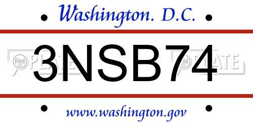 3NSB74 District Of Columbia License Plate