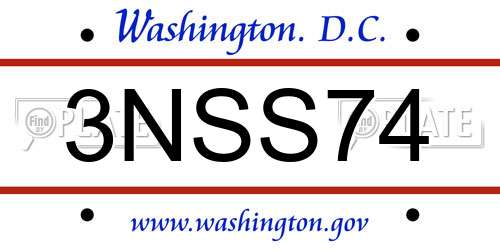 3NSS74 District Of Columbia License Plate