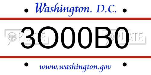 3O00B0 District Of Columbia License Plate