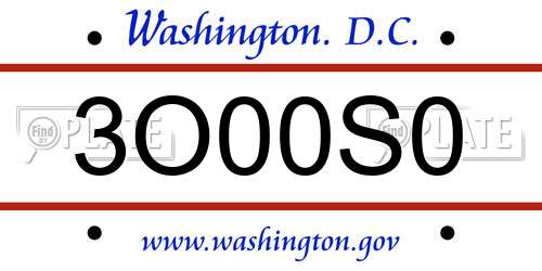 3O00S0 District Of Columbia License Plate
