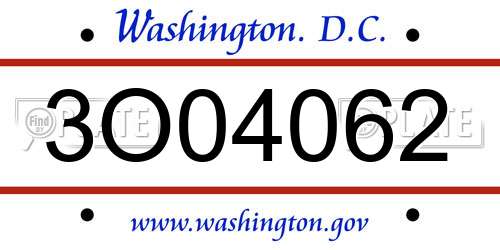 3O04062 District Of Columbia License Plate