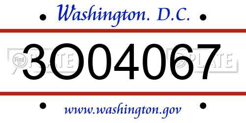 3O04067 District Of Columbia License Plate