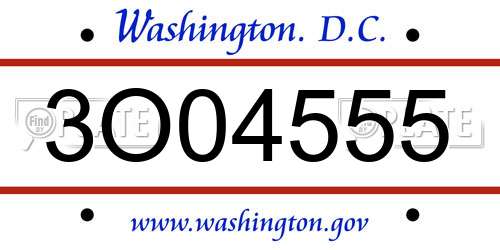 3O04555 District Of Columbia License Plate