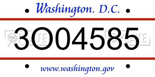 3O04585 District Of Columbia License Plate