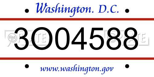 3O04588 District Of Columbia License Plate