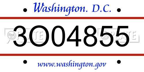 3O04855 District Of Columbia License Plate