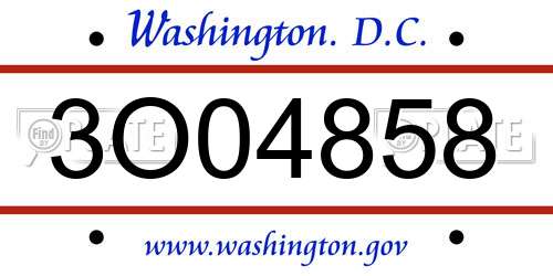 3O04858 District Of Columbia License Plate