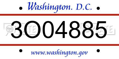 3O04885 District Of Columbia License Plate