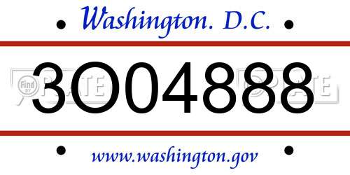 3O04888 District Of Columbia License Plate