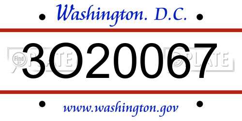 3O20067 District Of Columbia License Plate