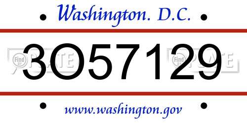 3O57129 District Of Columbia License Plate