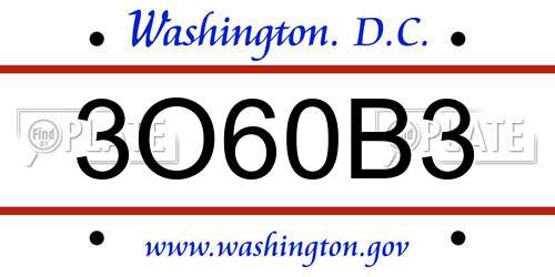 3O60B3 District Of Columbia License Plate