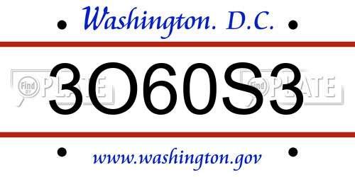 3O60S3 District Of Columbia License Plate