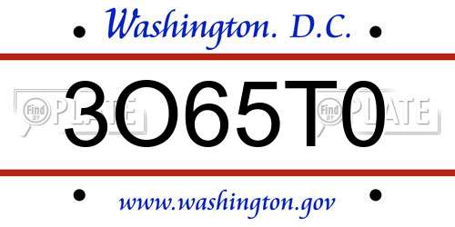 3O65T0 District Of Columbia License Plate