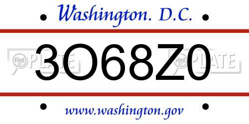 3O68Z0 District Of Columbia License Plate