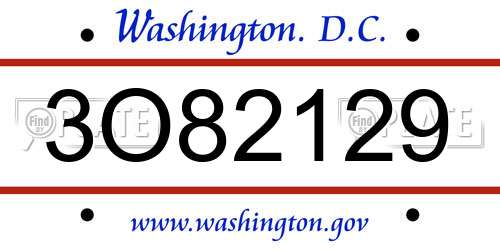 3O82129 District Of Columbia License Plate