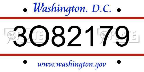 3O82179 District Of Columbia License Plate