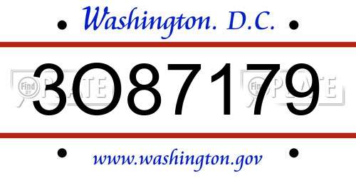 3O87179 District Of Columbia License Plate