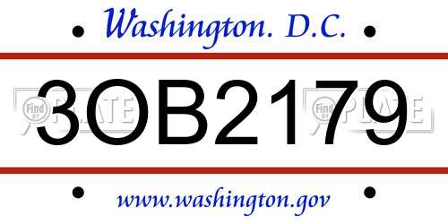 3OB2179 District Of Columbia License Plate
