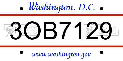 3OB7129 District Of Columbia License Plate