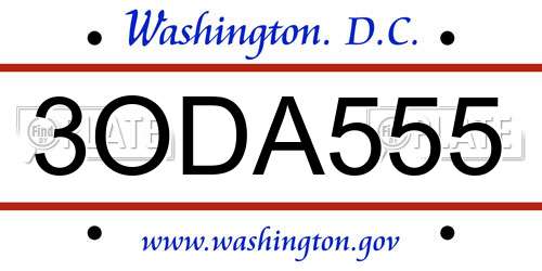 3ODA555 District Of Columbia License Plate