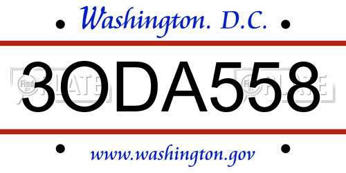 3ODA558 District Of Columbia License Plate