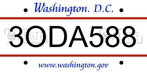 3ODA588 District Of Columbia License Plate