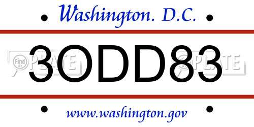 3ODD83 District Of Columbia License Plate