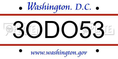 3ODO53 District Of Columbia License Plate