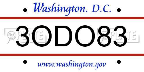 3ODO83 District Of Columbia License Plate