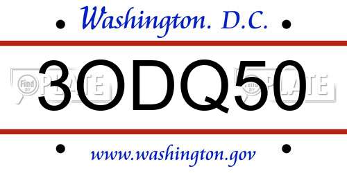 3ODQ50 District Of Columbia License Plate