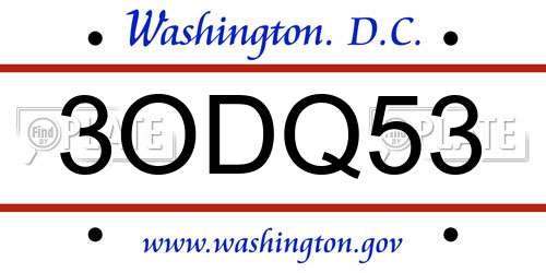 3ODQ53 District Of Columbia License Plate