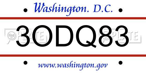 3ODQ83 District Of Columbia License Plate