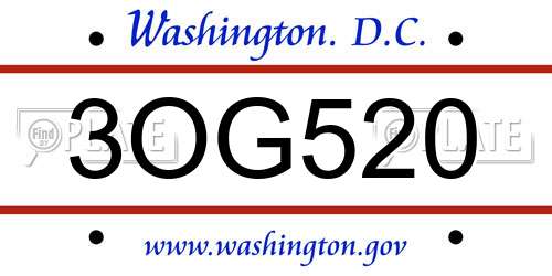 3OG520 District Of Columbia License Plate