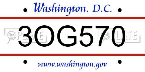 3OG570 District Of Columbia License Plate