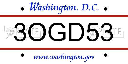 3OGD53 District Of Columbia License Plate