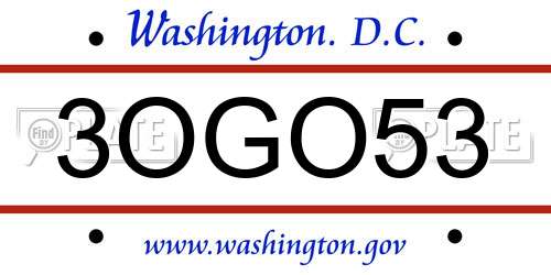 3OGO53 District Of Columbia License Plate