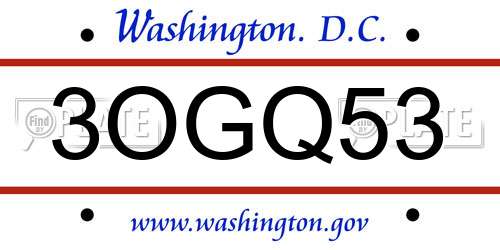 3OGQ53 District Of Columbia License Plate