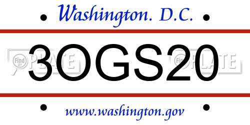 3OGS20 District Of Columbia License Plate
